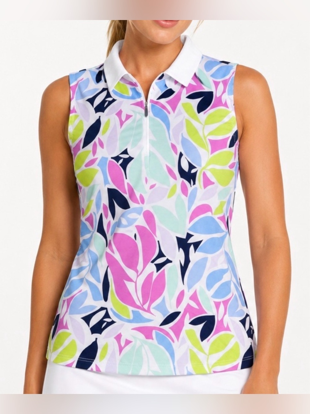 Tommy Bahama Sleeveless Floral Leaf Print Tank - Pink, Blue, Lime, Navy, White